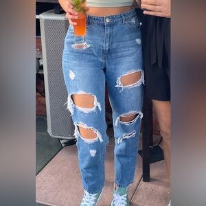 Medium wash distressed jeans